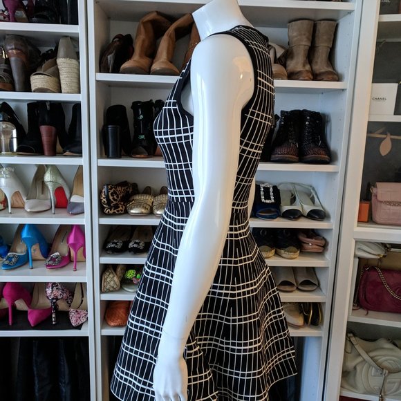 ZARA Black White Knit Fit and Flare Mini Dress NEW - Picture 7 of 7